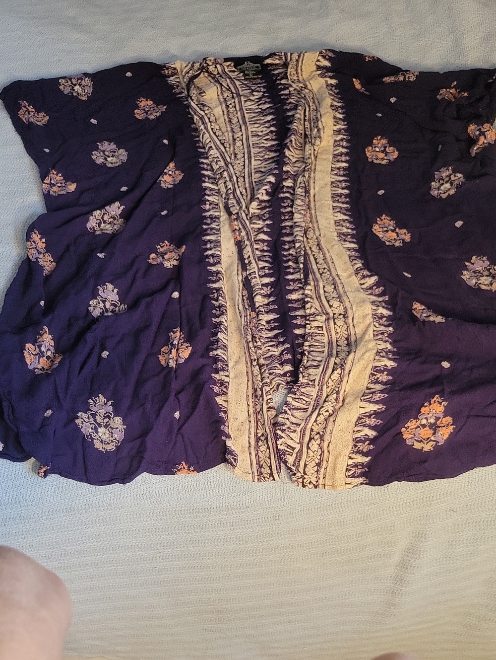 Angie Deep Blue Floral Rayon Kimono
